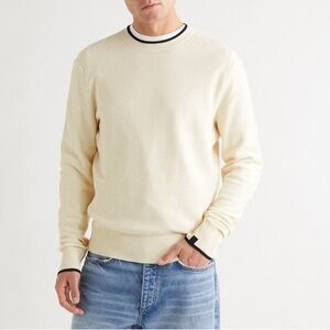 Rag & None Unisex Harvey Ribbed Crewneck Sweater in Light Tan Size Large